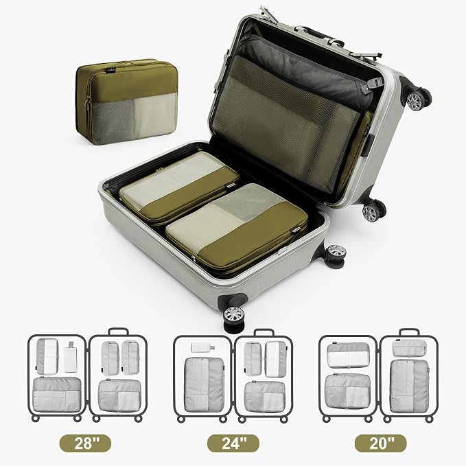 Compression Travel Packing Cubes, 6 Set Expandable Luggage Organizer Bags - Image 5