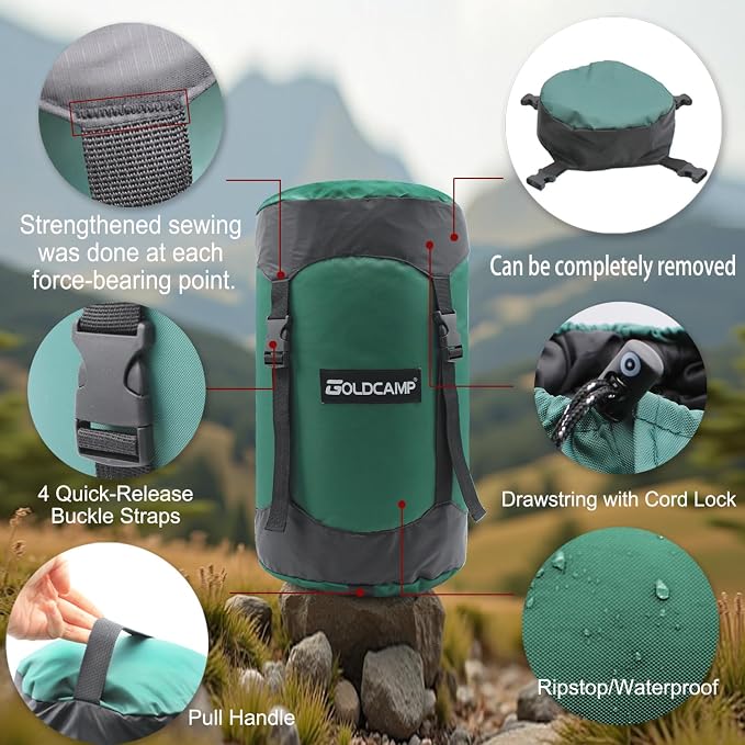 GOLDCAMP Compression Sack, Waterproof & Ultralight Sleeping Bag Stuff Sack - Image 4