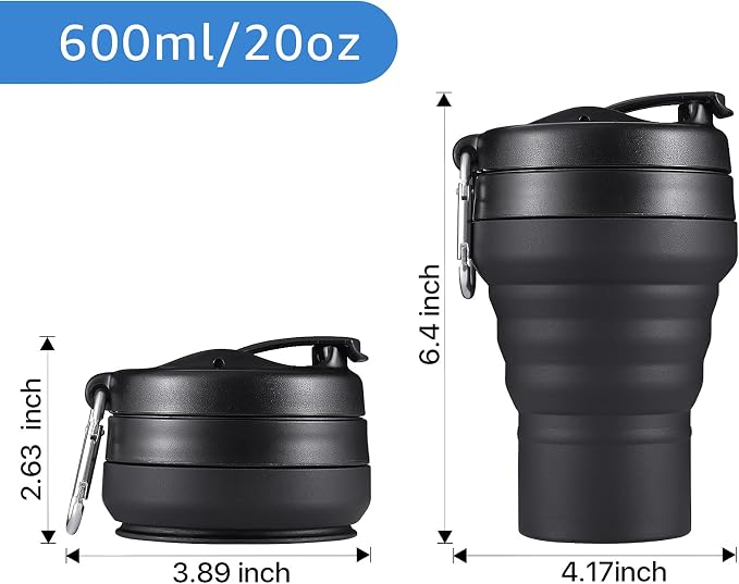Collapsible Cup for Traveling, 20 OZ 600ml Large Silicone Folding Camping Mug - Image 2