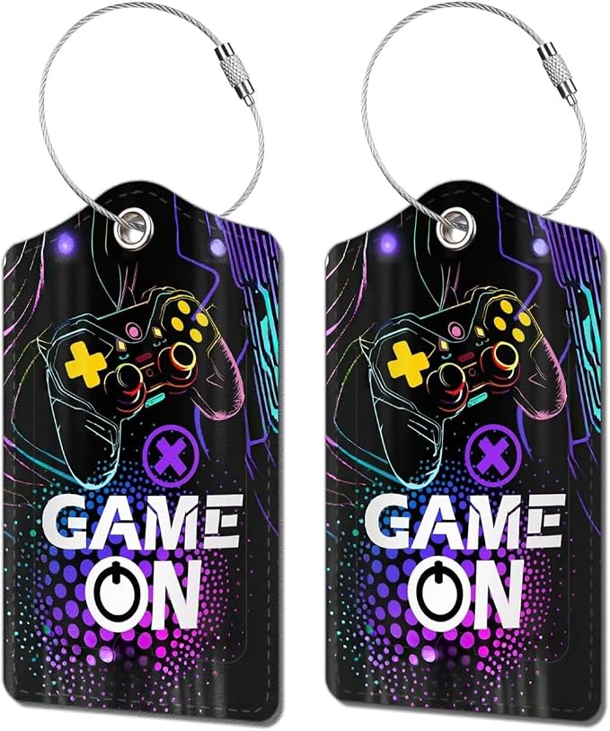 2 Pack Luggage Tag for Suitcase, Cute Unique Leather Bag Tags Identifiers by BestEioyo