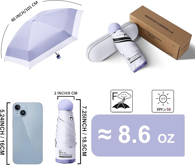 BAODINI Travel Mini Umbrella for Purse - Image 4