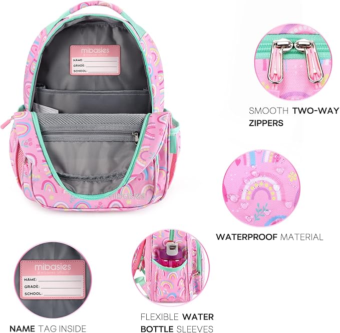 mibasies Girls Backpack 5-8: Lightweight Kids Backpacks - Image 4