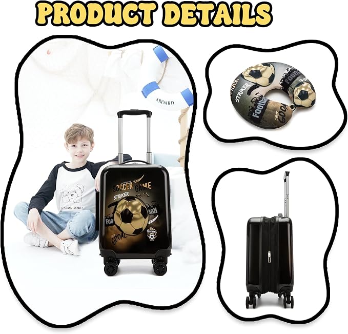 Kids Football Suitcase Set for Boys Hardside Luggage - Image 4