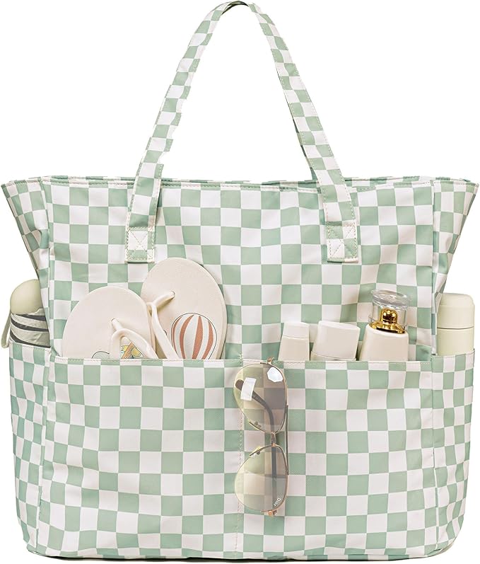 LEDAOU Large Beach Tote Bag Women Waterproof Sandproof Zipper Beach Tote Bag by LEDAOU
