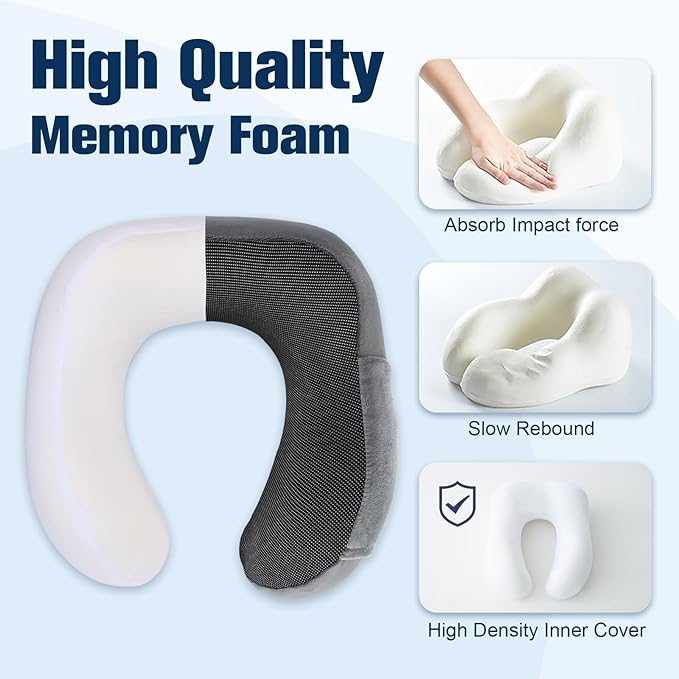 Neck Pillow for Traveling, Travel Pillows for Airplanes, 100% Pure Memory Foam - Image 5