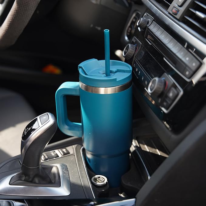 40 oz Tumbler with Handle and 2 Straws, 2 in 1 Lid Insulated Water Bottle - Image 7