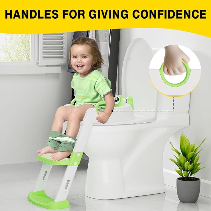Potty Training Seat with Step Stool Ladder, Toddler Toilet Seat with PU Cushion - Image 6