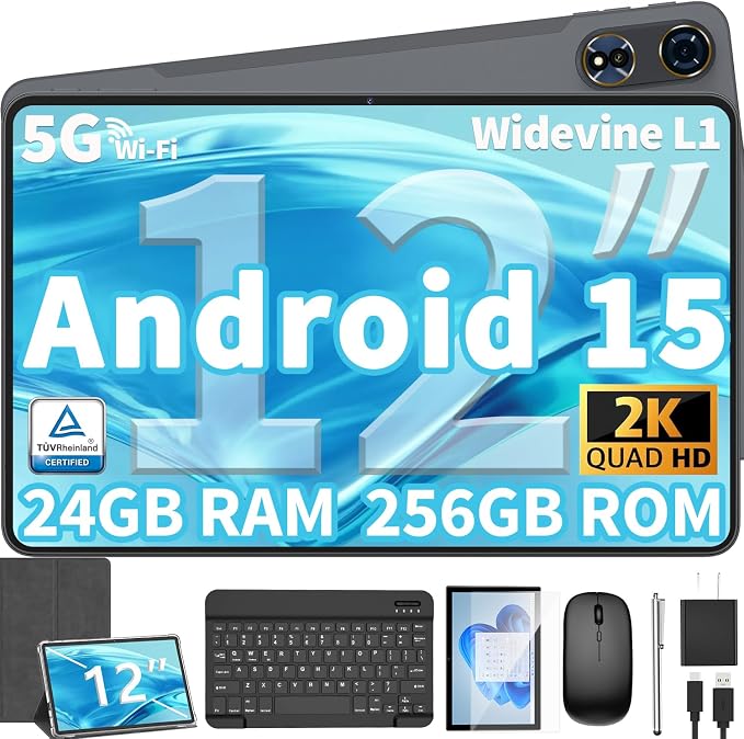 12 Inch Tablet Android 15 Tablets, 2025 Upgraded Android Tablet by QDDQ