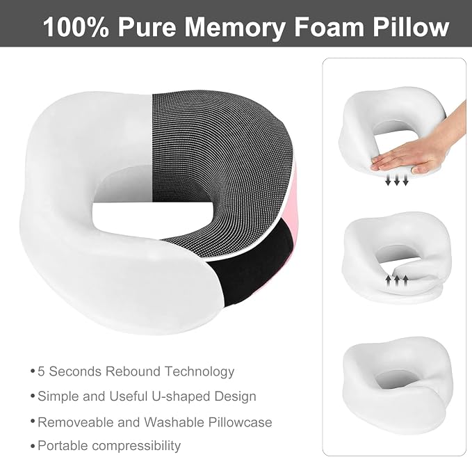 Travel Neck Pillow, Best Memory Foam Airplane Pillow - Image 6