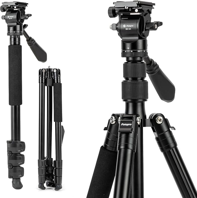 Fotopro 78" Camera Tripod, Aluminum Compact Travel Tripod and Monopod by Fotopro
