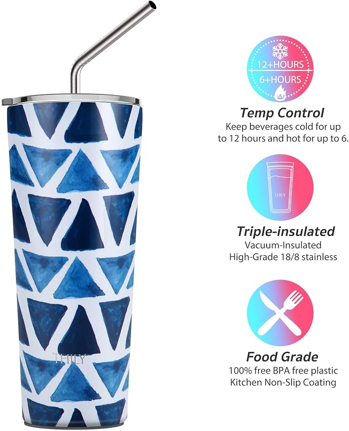 THILY Tumbler Stainless Steel Coffee Cup 26 oz Triple-Insulated Travel Mug - Image 3