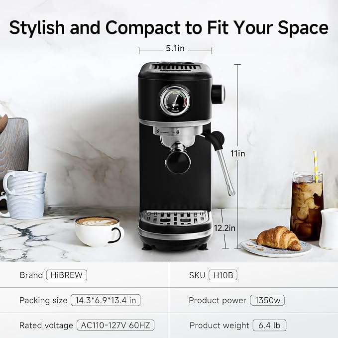 HIBREW H10B - 51mm Espresso Machine - Temperature & Cup Volume Adjustable at - Image 8