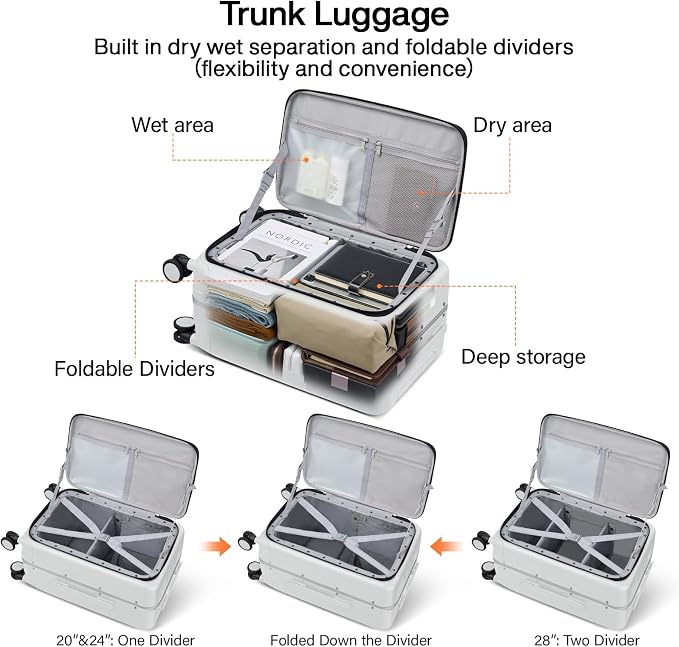 Hanke 28 Inch Luggage with Cup Holder and Charge, Top Opening Hard Shell - Image 4