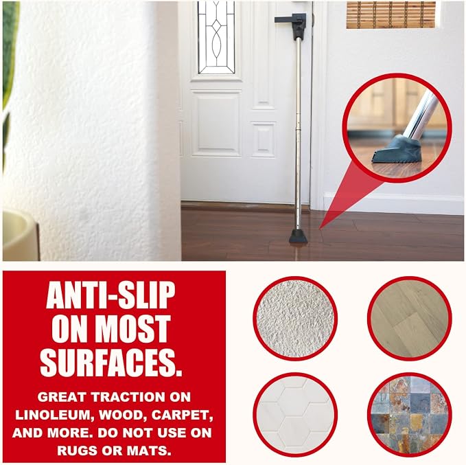 Door Security Bar, SECURITYMAN 2 in 1 Adjustable Door Stoppers Security Bar & - Image 6