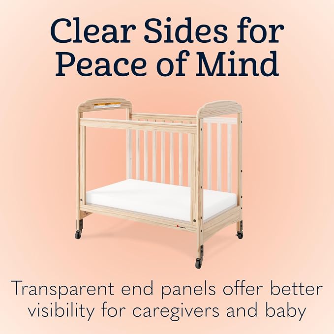 Foundations Serenity 3-Panel Clearview Compact Crib, Fixed-Side, Natural Wood - Image 3