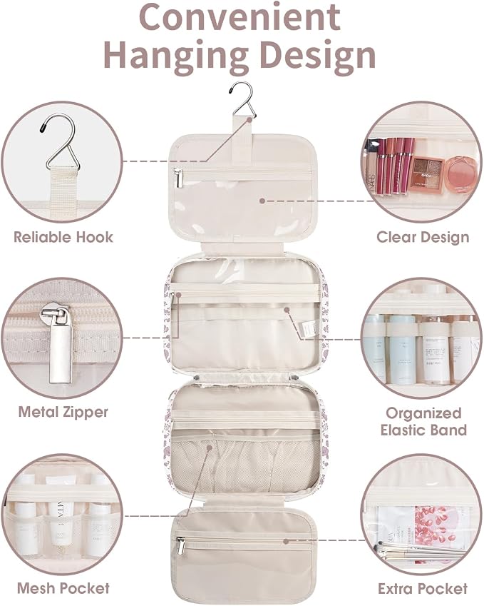 Narwey Hanging Floral Toiletry Bag - Image 4