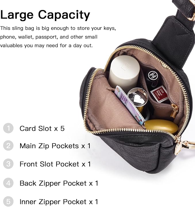 Telena Small Sling Bag for Women Leather Crossbody Fanny Packs Chest Bag for - Image 3