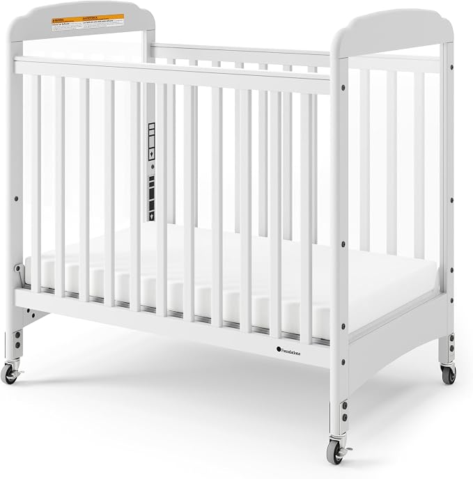 Foundations Serenity Compact Clearview Daycare Crib, Fixed Side, Durable Wood by FoundationsChildrensProducts