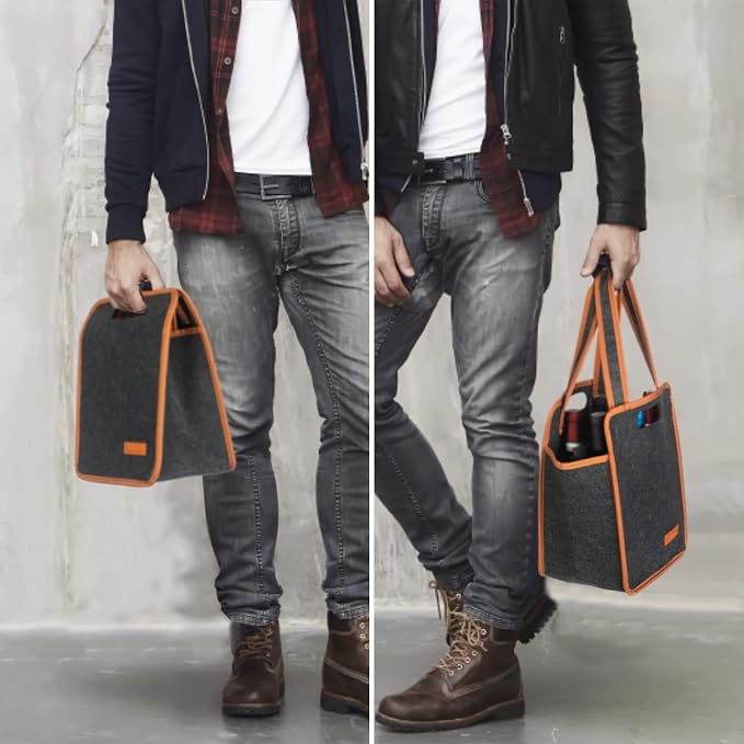 2 Pack 6 Bottle Wine Tote Bag, Insulated Thermal Padded Wine Carrier Tote - Image 5