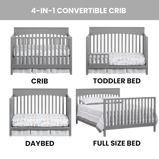 Oxford Baby Harper 4-in-1 Convertible Crib, Dove Gray - Image 3