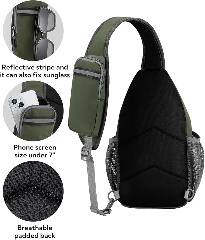 WATERFLY Crossbody Sling Backpack Sling Bag Travel Hiking Chest Bag Daypack - Image 5