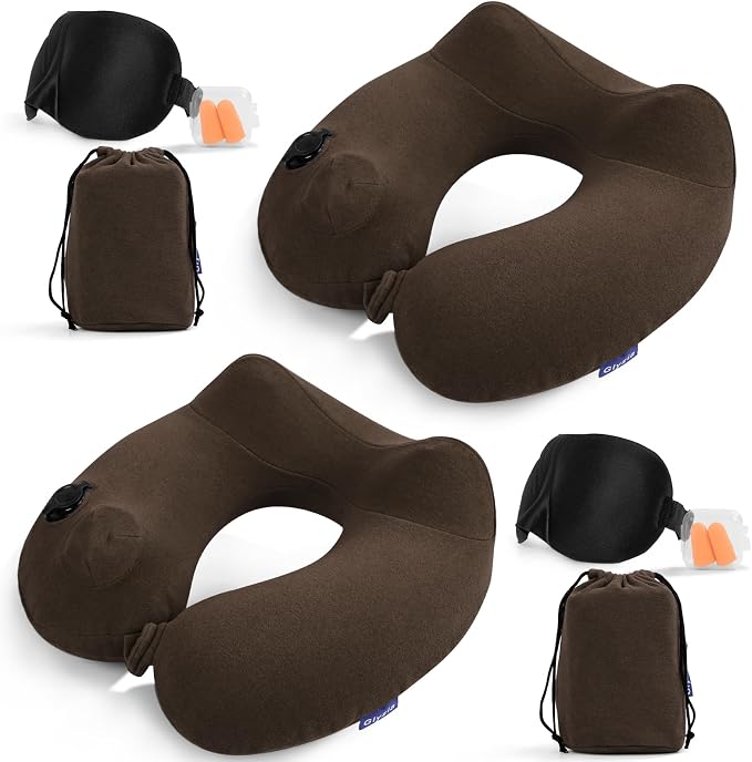 2 Pack Inflatable Travel Neck Pillows by Glyzia