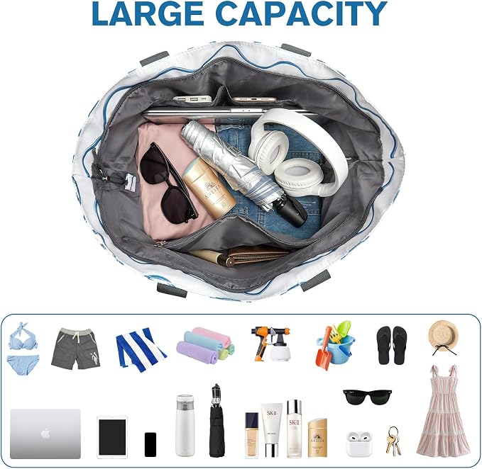 G4Free Beach Bag, Waterproof Sandproof Beach Tote Bag, Large Capacity Foldable - Image 6