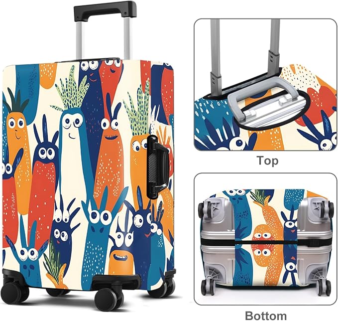 Carrot Luggage Cover Washable Suitcase Protector Anti-Scratch, Stretchable Fit - Image 2