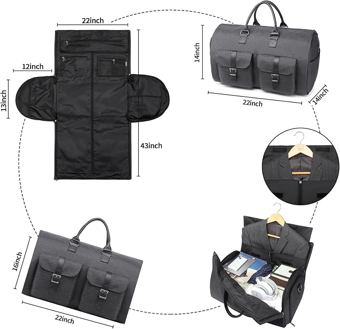 seyfocnia Convertible Travel Garment Bag, Carry on Garment Duffel Bag - Image 2