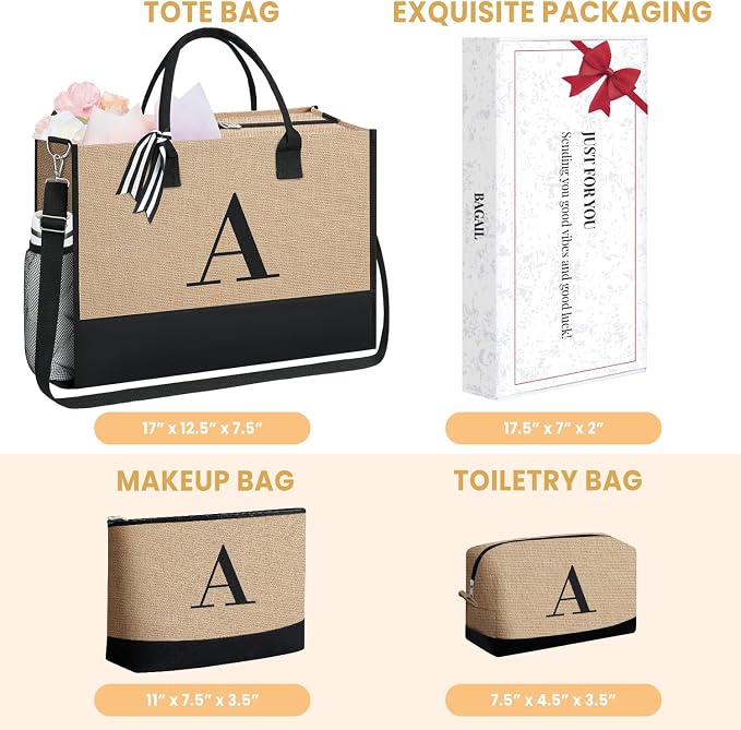 BAGAIL Initial Tote Bag, Personalized Birthday Gifts - Image 2