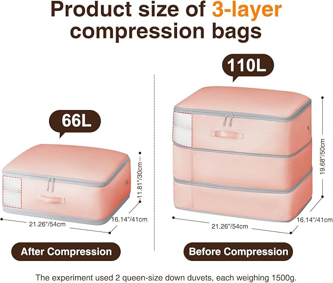 2 Pack Compression Storage Bags - 110L Large Capacity Comforter Storage Bag - Image 2