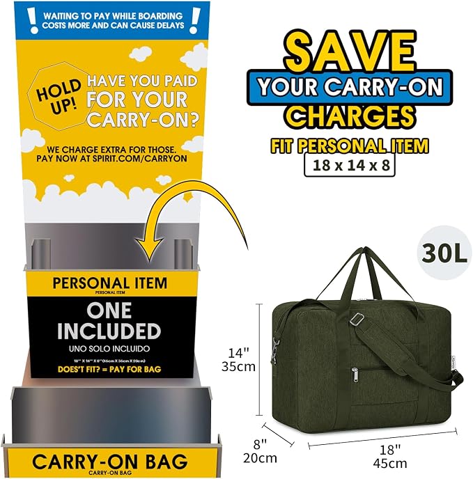For Spirit Airlines Personal Item Bag 18x14x8 Foldable Travel Duffel Bag - Image 2