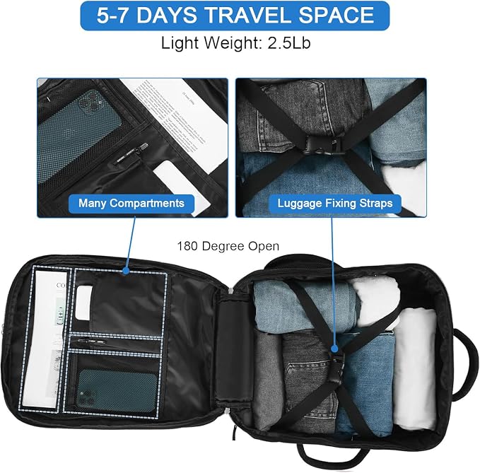 Hanples Travel Backpack for Women Men, Large Carry On Person Item Luggage - Image 6