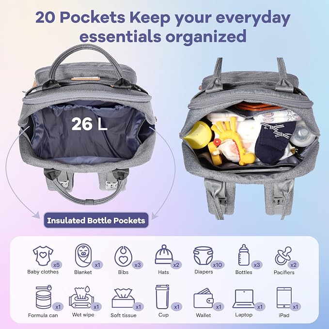 RUVALINO Diaper Bag Backpack, Large Capacity, Waterproof - Image 5