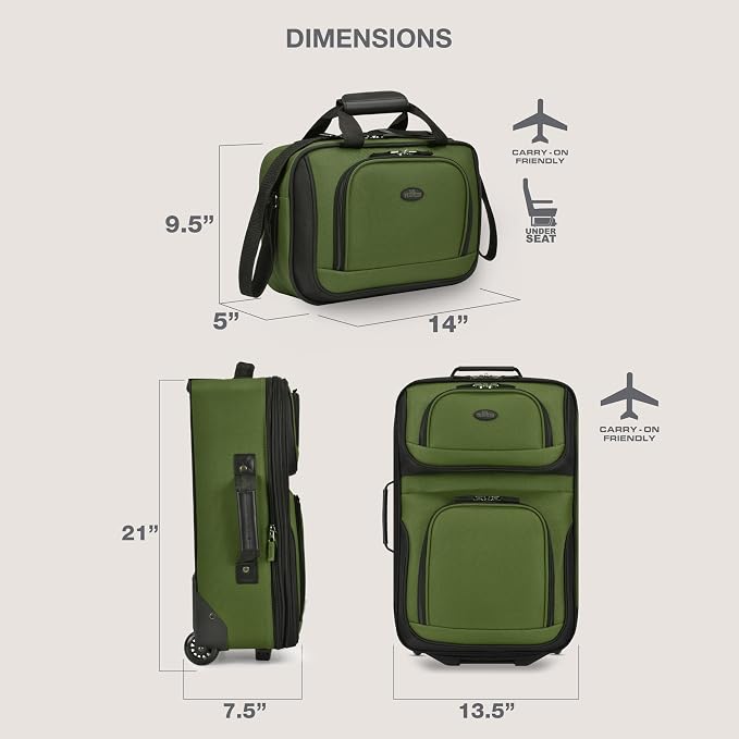 U.S. Traveler Rio Softside Expandable Carry-on Rolling Luggage, 2 Wheel Set - Image 7