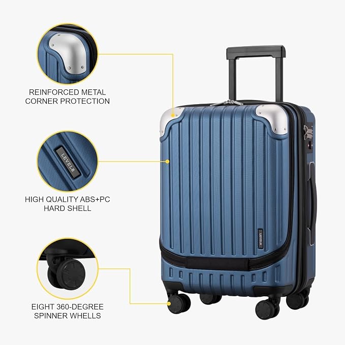 LEVEL8 Grace Carry on Luggage 22x14x9 Airline Approved, 20 Inch Hard Shell - Image 5