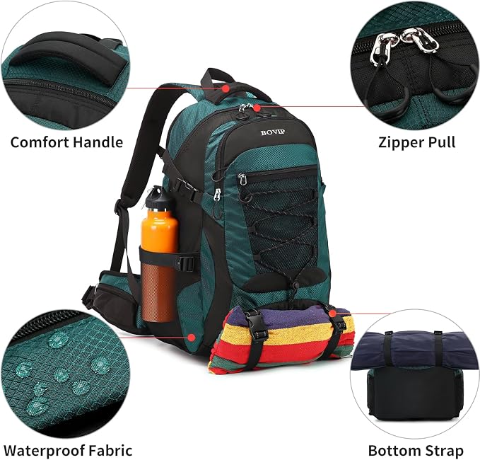 BOVIP 40L Hiking Backpack Waterproof Lightweight Daypack Travel Sports Camping - Image 4
