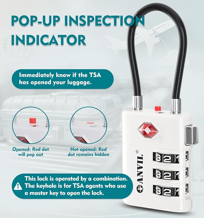 ANVIL TSA Approved Luggage Locks – High Security TSA008 Combination Travel Locks - Image 3