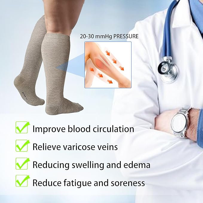 LEVSOX Compression Socks for Pregnant Women 20-30 mmHg Knee High Cute Funny - Image 6