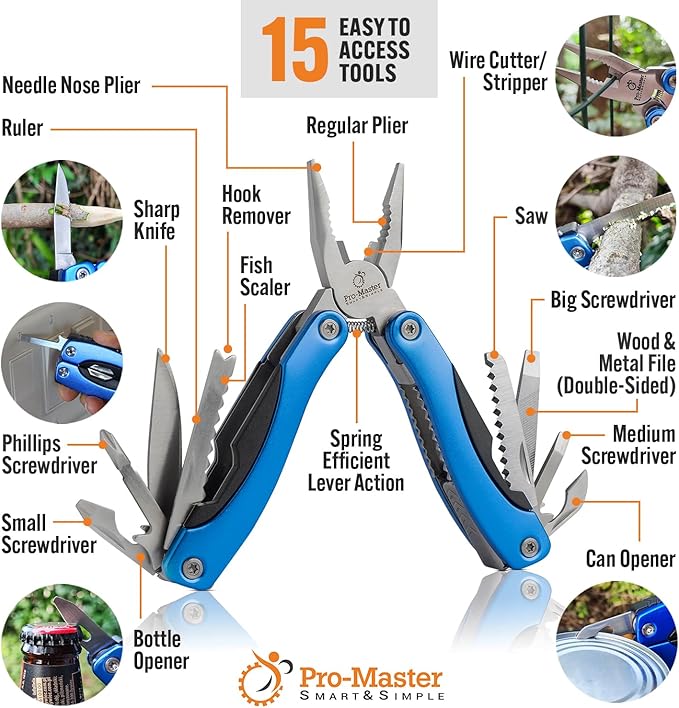 Multitool 15-in-1 with Safety-Locking, Stainless Steel Multi Tool Pliers - Image 2