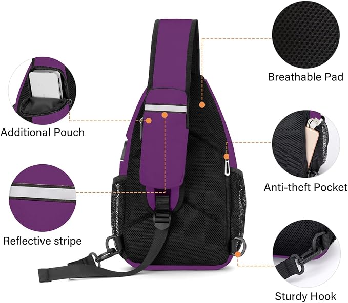MOSISO Sling Backpack Bag, Crossbody Shoulder Bag Travel Hiking Daypack Chest - Image 4