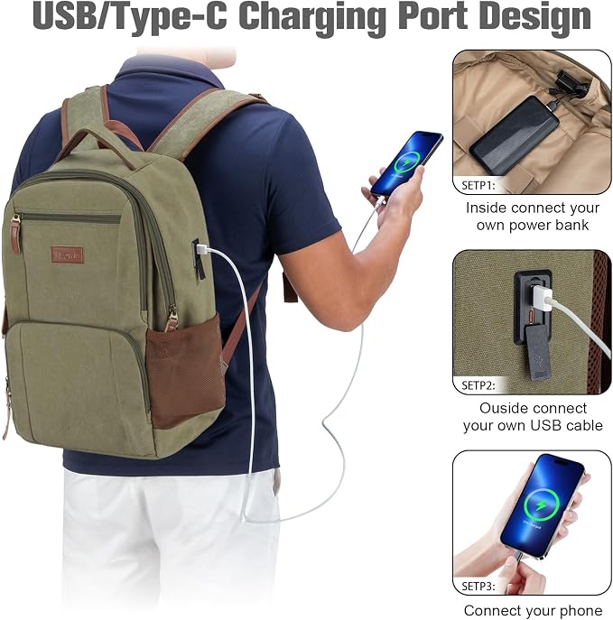 Tzowla Canvas Laptop College Backpack - Image 3