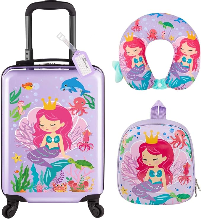 Sanwuta 4 Pcs Kids Luggage Set Kids Backpack Travel Rolling Suitcase by Sanwuta