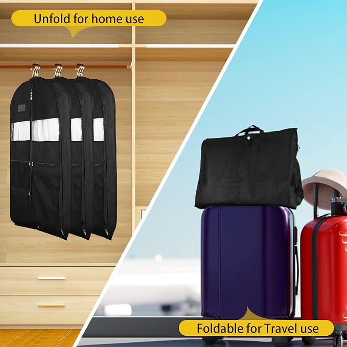 Garment Bags for Travel, 2 Pack 43" Hanging Garment Bags for Men, Double Sides - Image 2