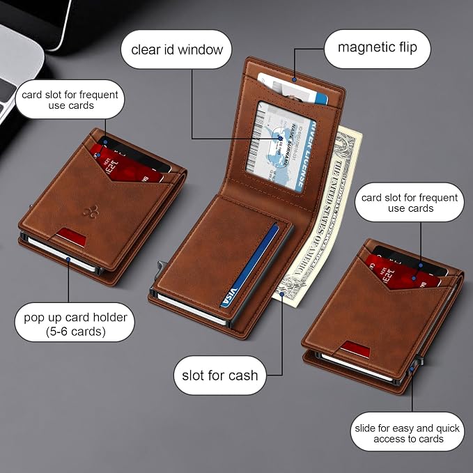 Wallet for Men Wallet with Slim Pop Up Card Holder for 12-14 Cards, RFID - Image 5