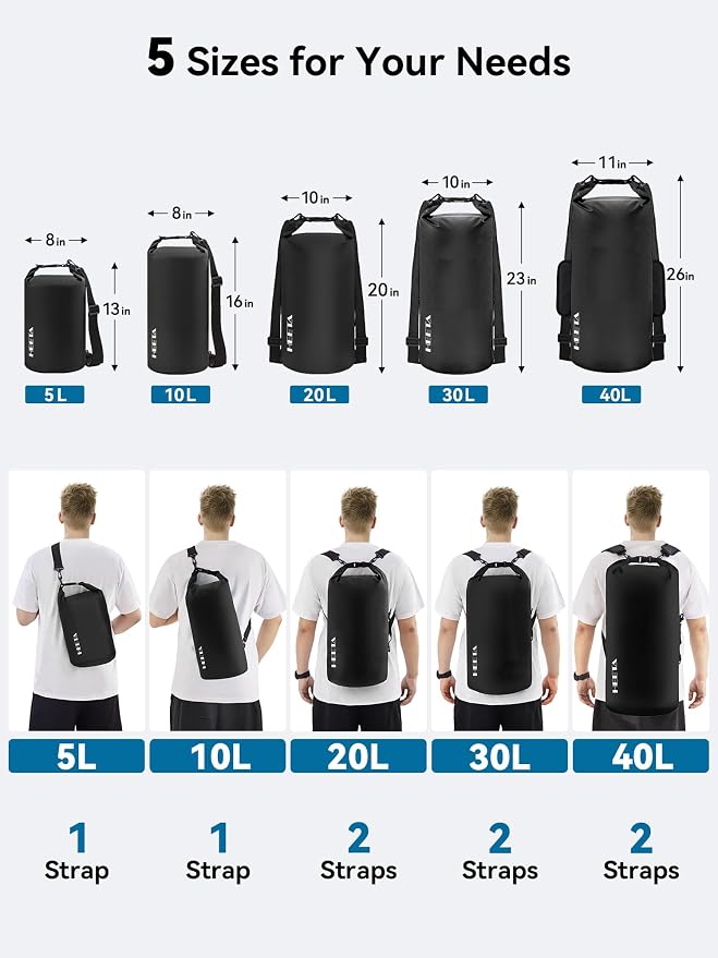 HEETA Waterproof Dry Bag for Women Men 5L/10L/20L/30L/40L Roll Top Lightweight - Image 2