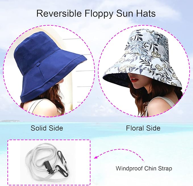 Women Wide Brim Sun Hats Metal Wired Edge Summer UV Protection Beach Fishing Hat - Image 2