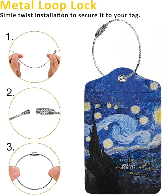 Abstract Starry Night 2 Pcs Luggage Tags, Privacy Cover ID Label - Image 3