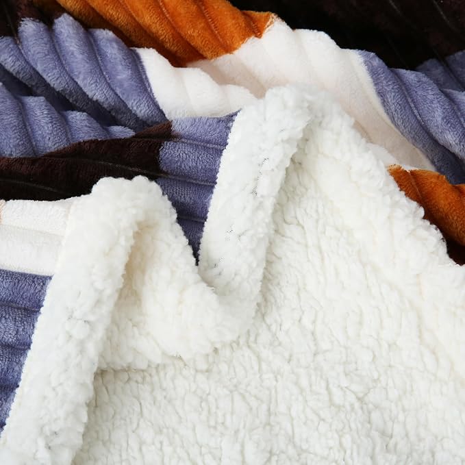 PU MEI Sherpa Blanket Twin Plaid Thick Bed Blanket, 80”*90” Super Soft Flannel - Image 4