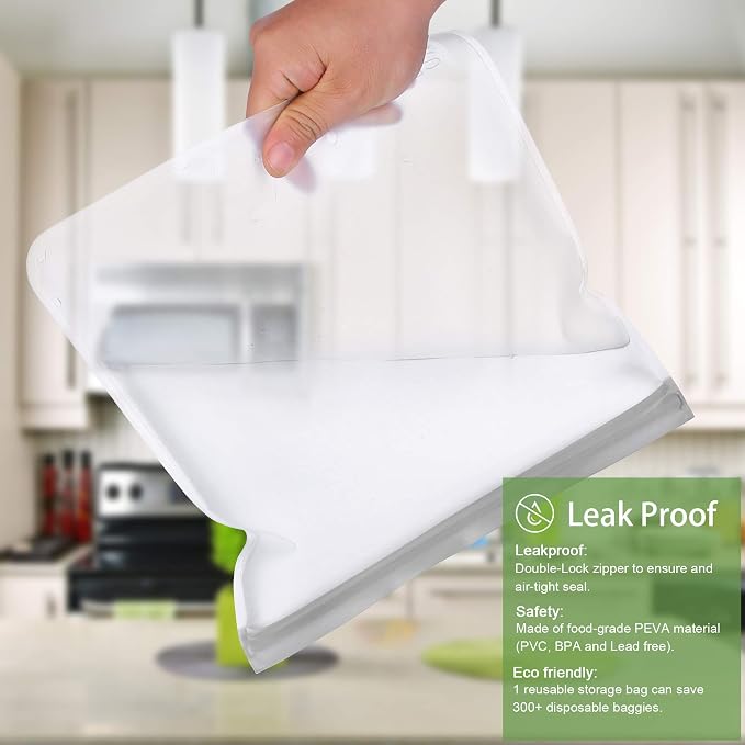 SPLF 9 Pack Reusable Gallon Freezer Bags, BPA Free 1 gallon Leakproof Silicone - Image 4